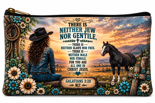 Customized Bible Study Pouch with Western Christian Galatians 3:28 design