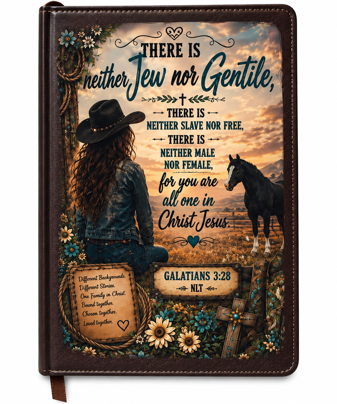 Custom journal with Western Christian Galatians 3:28 design