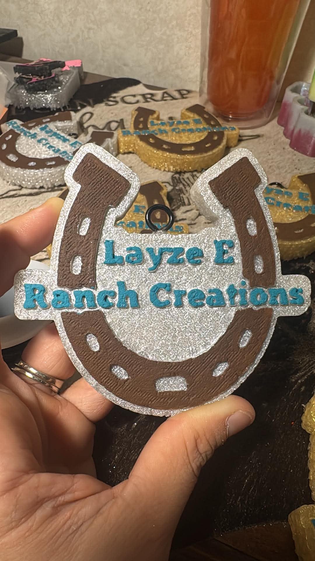 Lace and Leather Layze E Ranch Creations horseshoe freshie