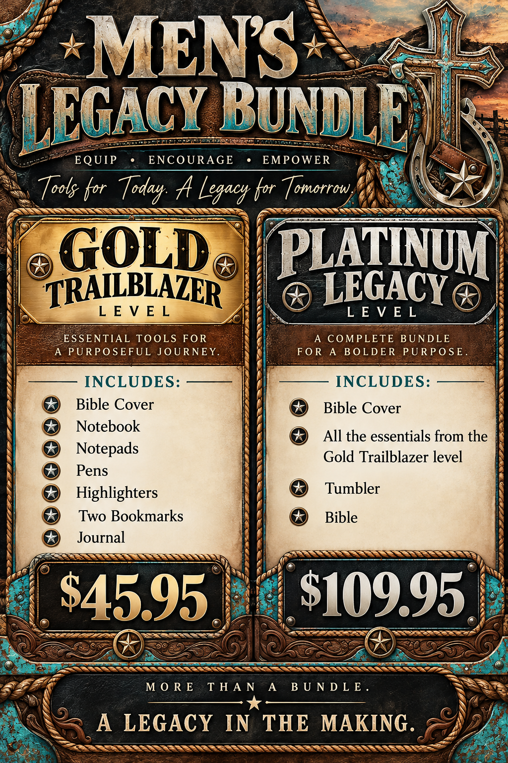 Men's Legacy Bundle two levels and prices